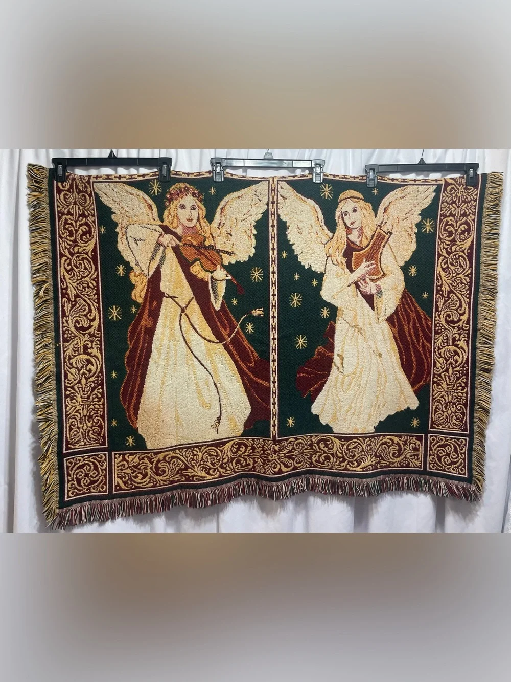 Goodwin Weavers Musical Angels Woven Tapestry Throw Blanket Cotton 70